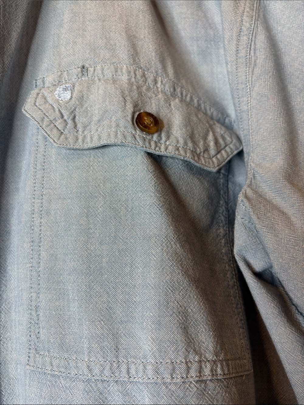 💙 Carhartt Men’s Long Sleeve Button Up Shirt Large Light Blue Cotton Workwear - Picture 4 of 10